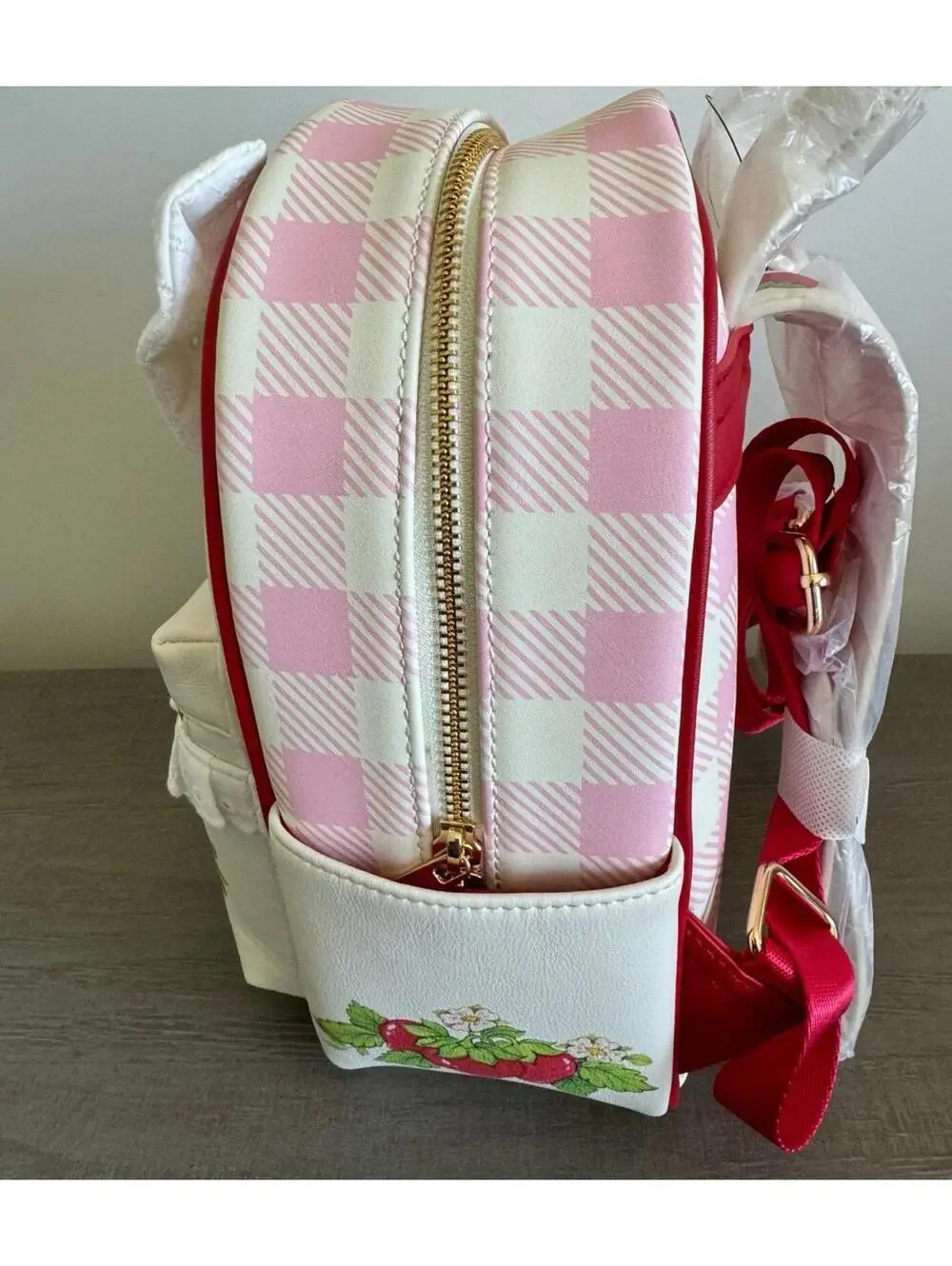 Bioworld Strawberry Shortcake Gingham Bow Mini Backpack